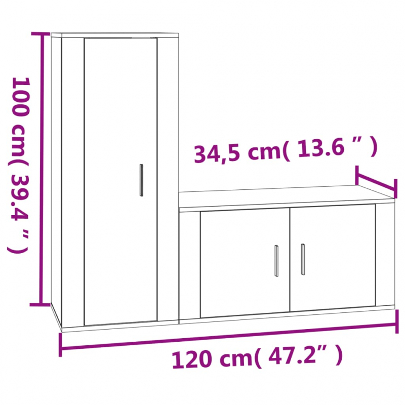 2-tlg. TV-Schrank-Set Hochglanz-Weiß Holzwerkstoff