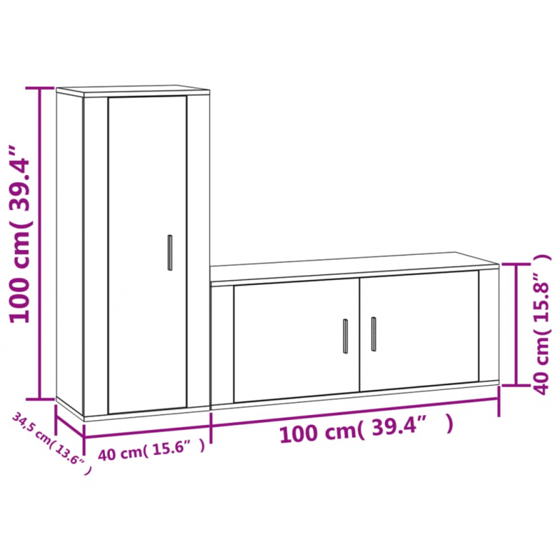 2-tlg. TV-Schrank-Set Hochglanz-Weiß Holzwerkstoff