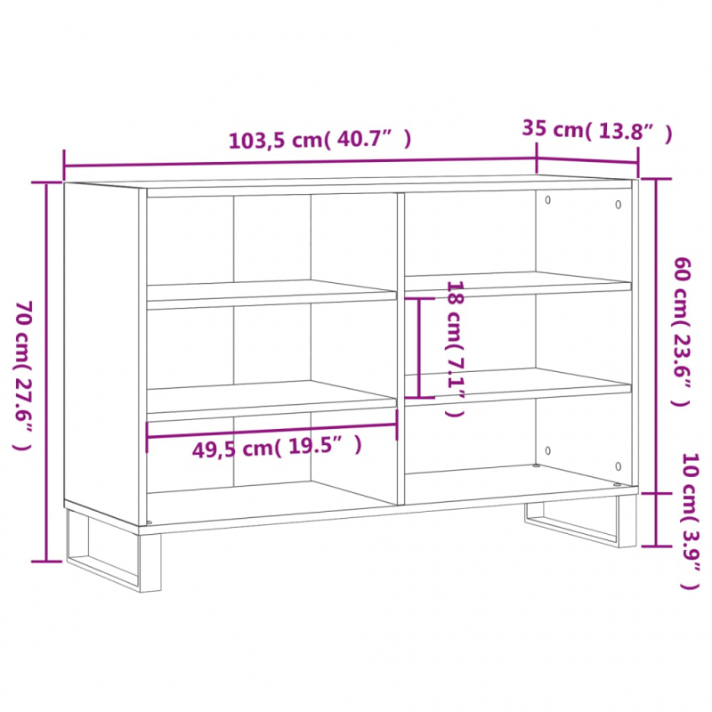 Sideboard Hochglanz-Weiß 103,5x35x70 cm Holzwerkstoff