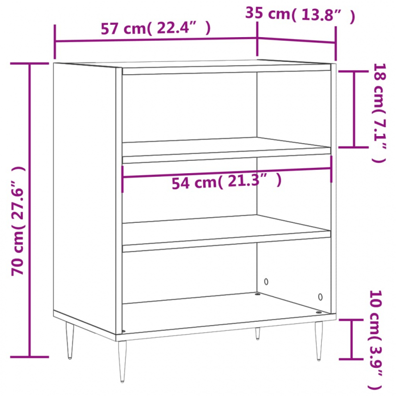 Sideboard Räuchereiche 57x35x70 cm Holzwerkstoff