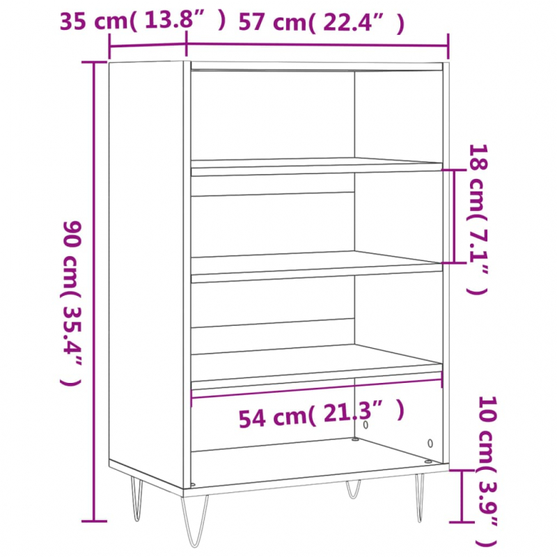 Highboard Schwarz 57x35x90 cm Holzwerkstoff