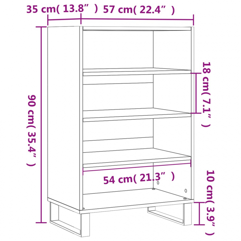 Highboard Betongrau 57x35x90 cm Holzwerkstoff