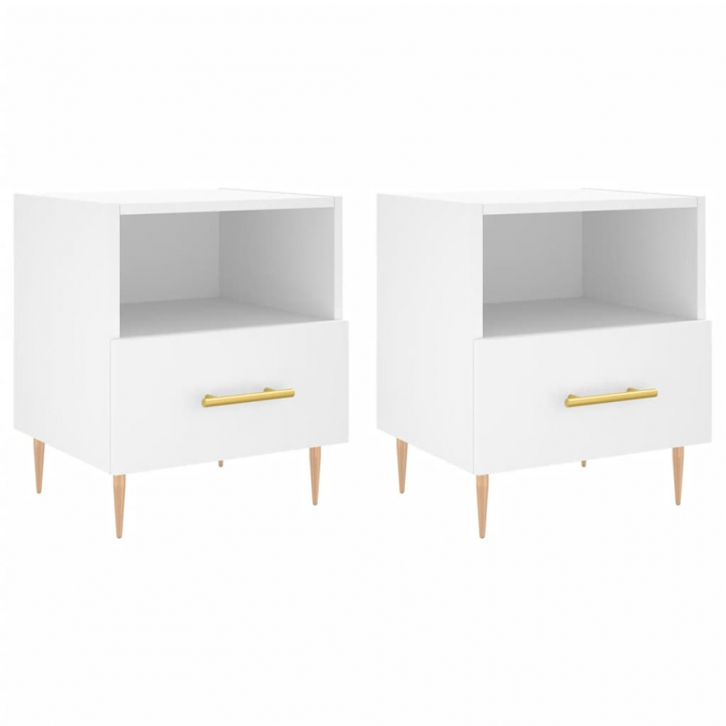 Nachttische 2 Stk. Weiß 40x35x47,5 cm Holzwerkstoff