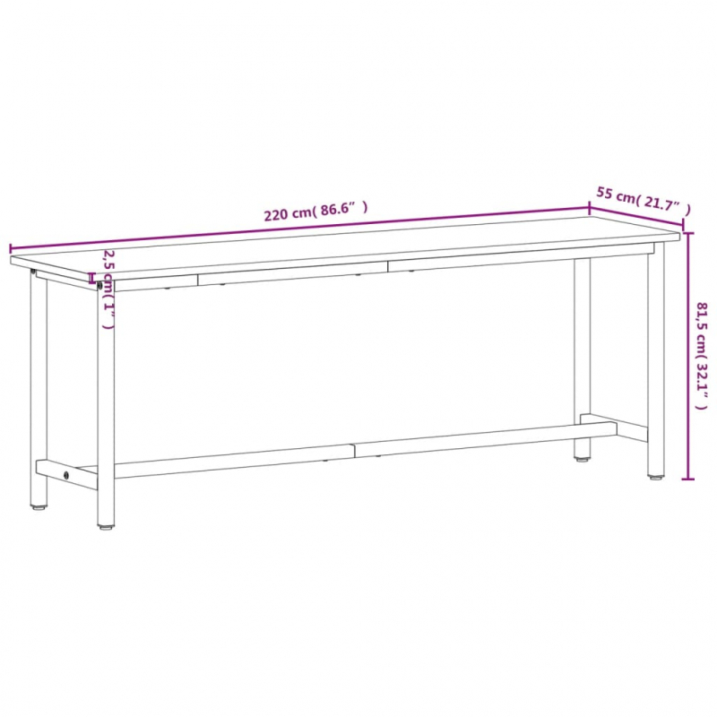 Werkbank 220x55x81,5 cm Massivholz Buche und Metall
