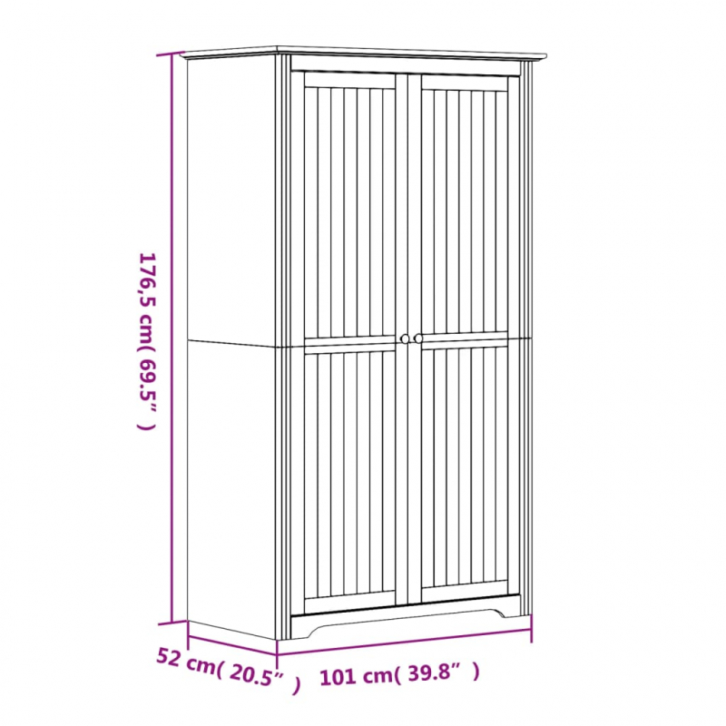 Kleiderschrank BODO Weiß und Braun 99x53,5x173 cm Kiefernholz