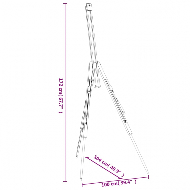 Staffelei 100x104x172 cm Massivholz Buche