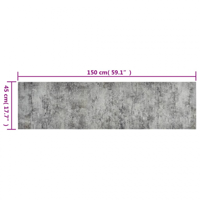 Küchenteppich Waschbar Beton 45x150 cm Samt