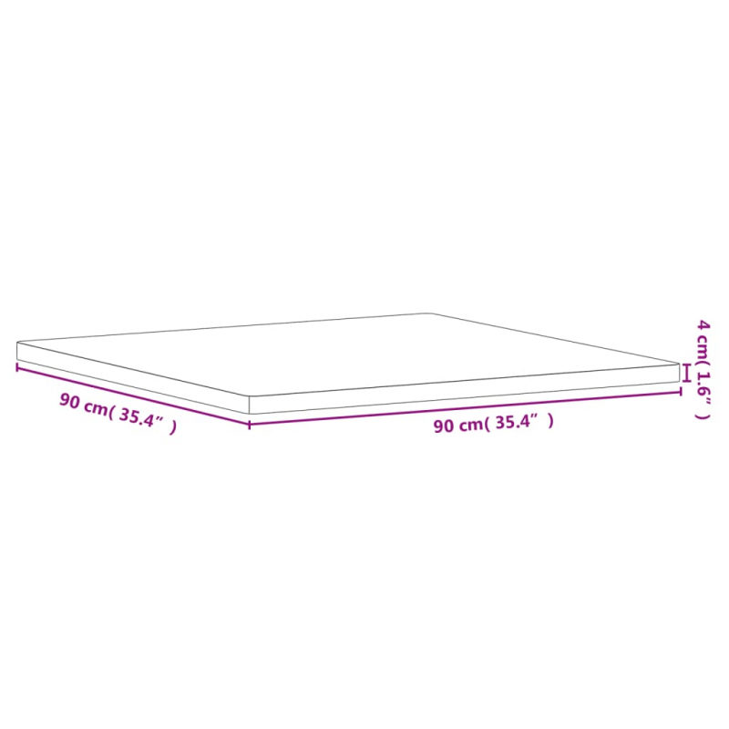 Tischplatte 90x90x4 cm Quadratisch Massivholz Buche