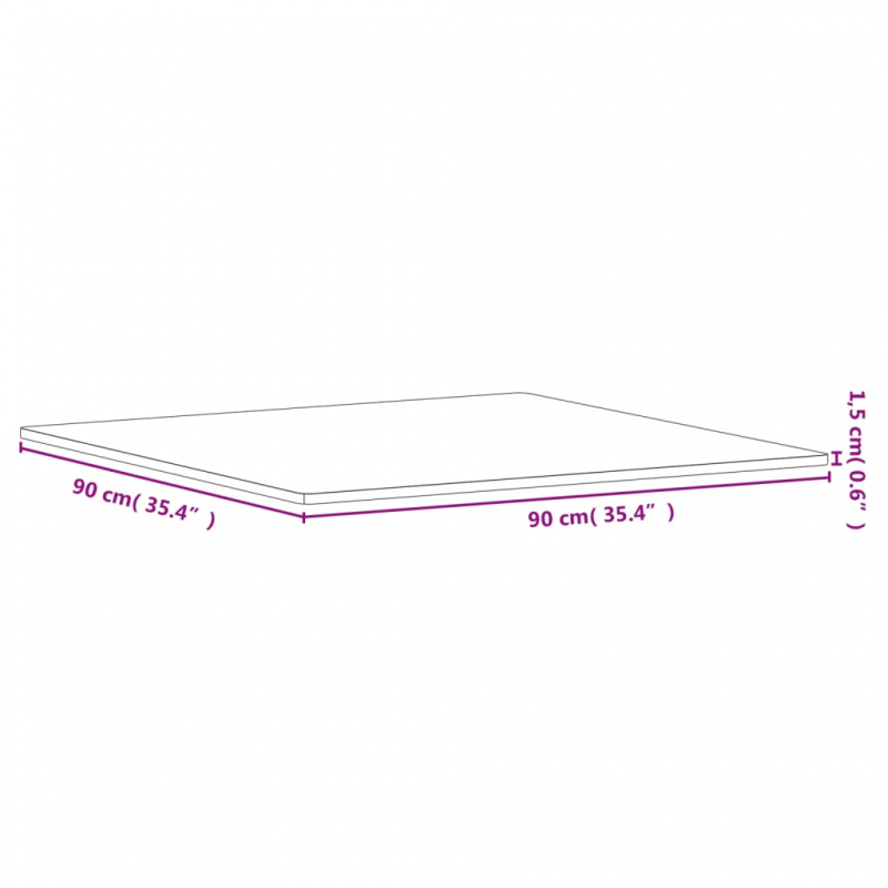 Tischplatte 90x90x1,5 cm Quadratisch Massivholz Buche