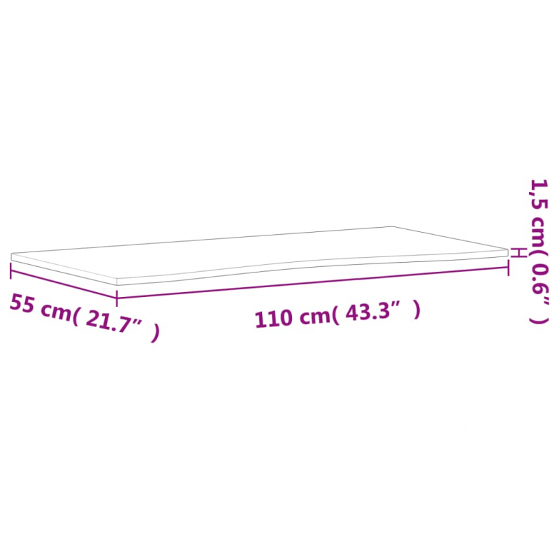 Schreibtischplatte 110x(50-55)x1,5 cm Massivholz Buche