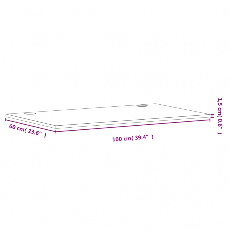 Schreibtischplatte 100x60x1,5 cm Massivholz Buche