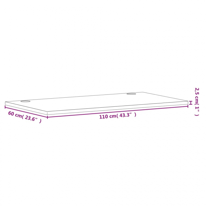 Schreibtischplatte 110x60x2,5 cm Massivholz Buche