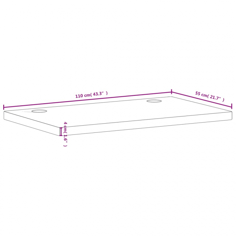 Schreibtischplatte 110x55x4 cm Massivholz Buche