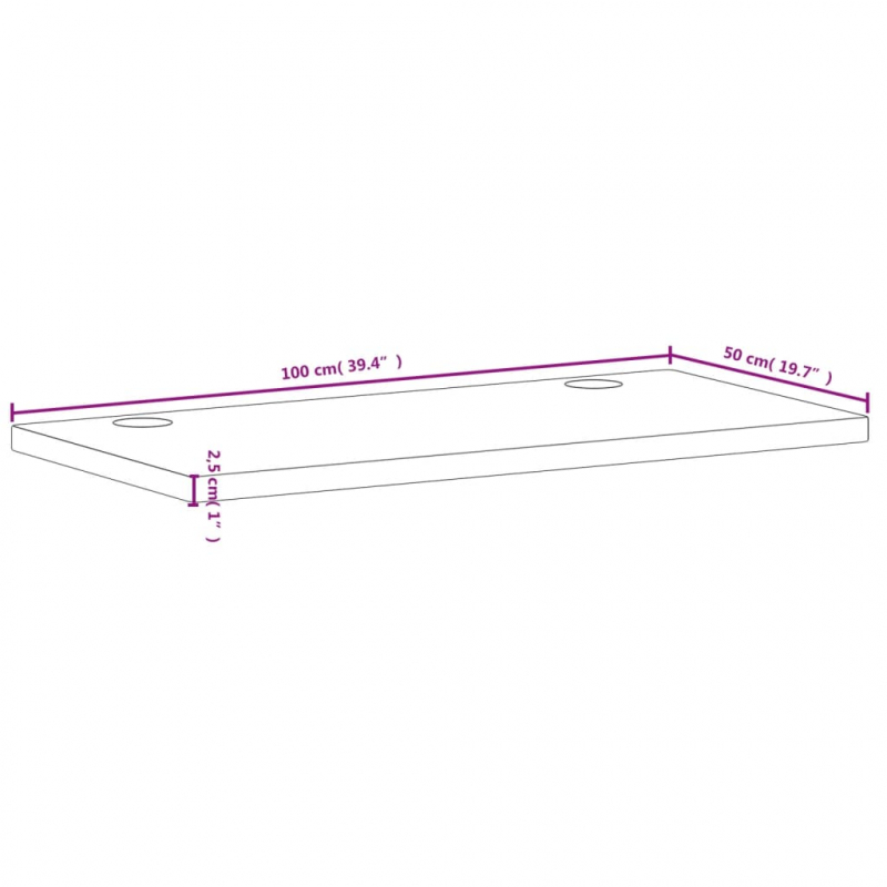 Schreibtischplatte 100x50x2,5 cm Massivholz Buche