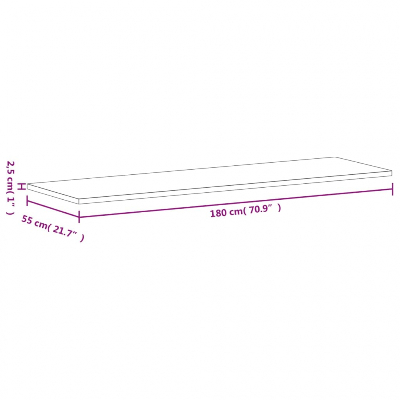 Schreibtischplatte 180x55x2,5 cm Massivholz Buche