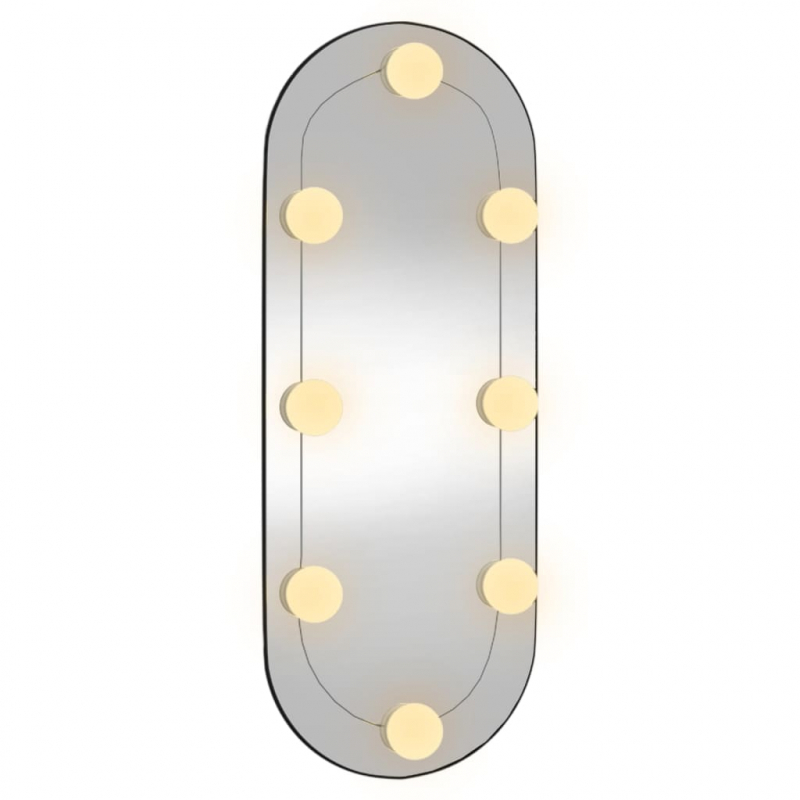 Wandspiegel mit LED-Leuchten 20x50 cm Glas Oval
