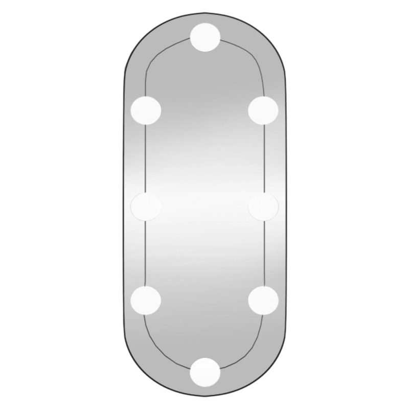 Wandspiegel mit LED-Leuchten 25x60 cm Glas Oval