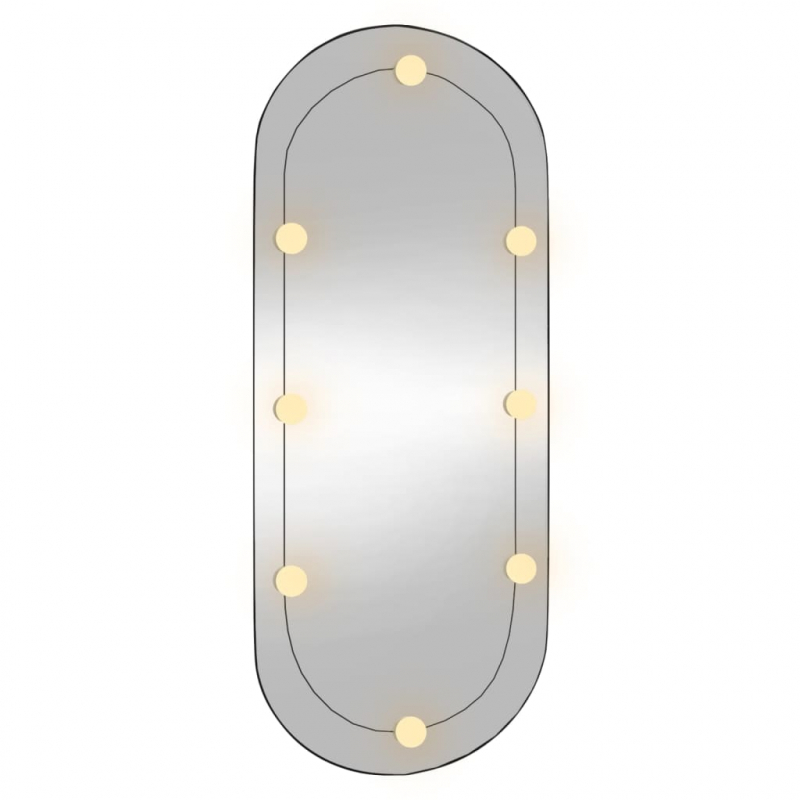 Wandspiegel mit LED-Leuchten 40x90 cm Glas Oval