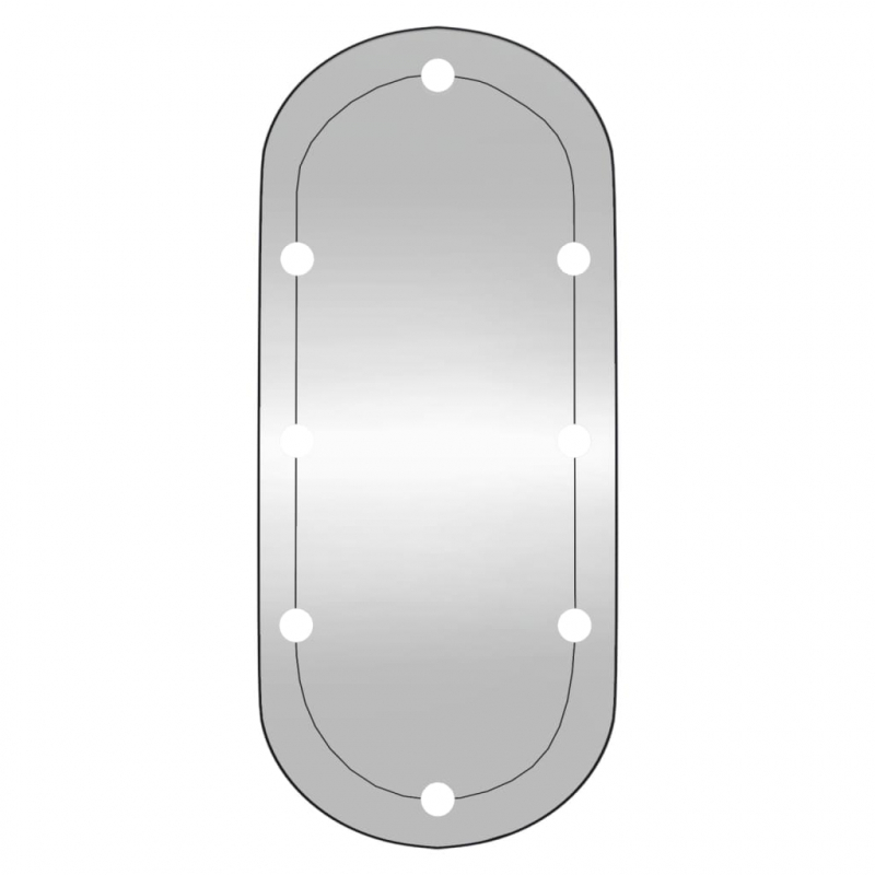 Wandspiegel mit LED-Leuchten 40x90 cm Glas Oval