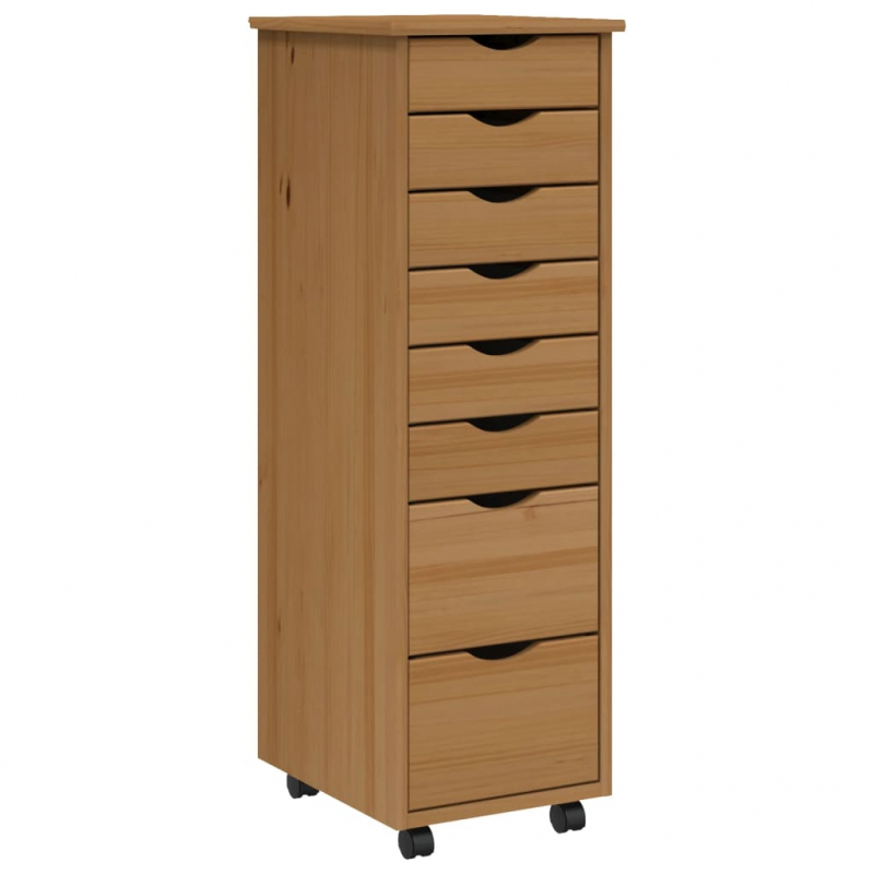 Rollschrank mit Schubladen MOSS Honigbraun Massivholz Kiefer