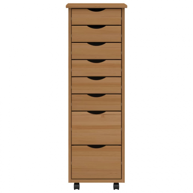 Rollschrank mit Schubladen MOSS Honigbraun Massivholz Kiefer