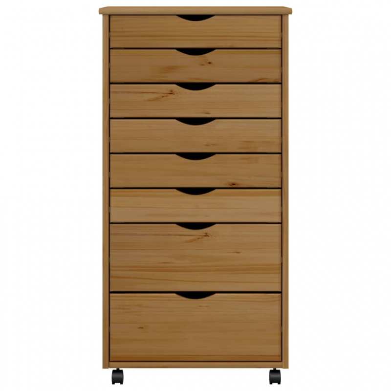 Rollschrank mit Schubladen MOSS Honigbraun Massivholz Kiefer