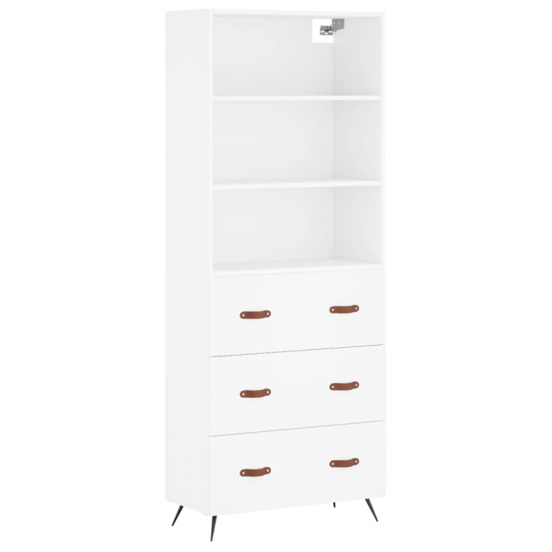 Highboard Weiß 69,5x34x180 cm Holzwerkstoff