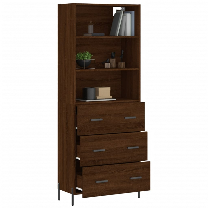 Highboard Braun Eichen-Optik 69,5x34x180 cm Holzwerkstoff