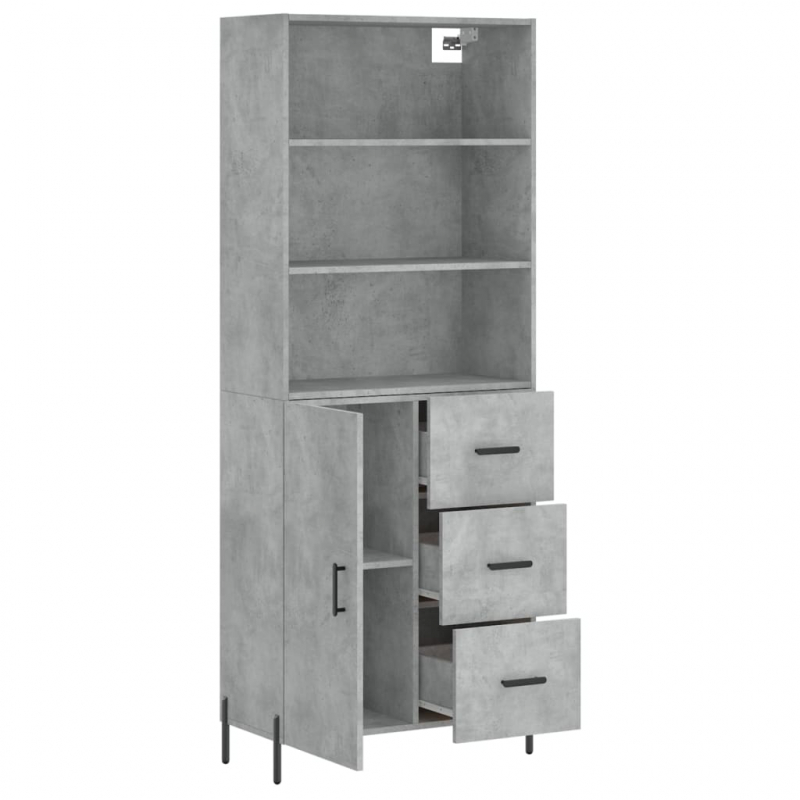 Highboard Betongrau 69,5x34x180 cm Holzwerkstoff