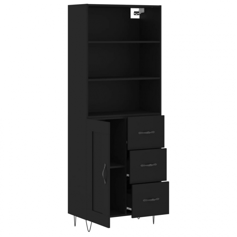 Highboard Schwarz 69,5x34x180 cm Holzwerkstoff