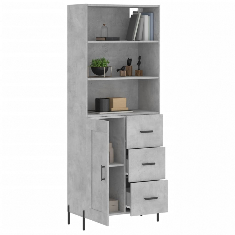Highboard Betongrau 69,5x34x180 cm Holzwerkstoff
