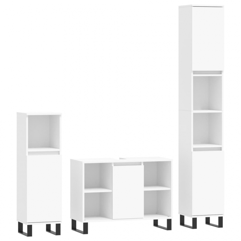 3-tlg. Badmöbel-Set Weiß Holzwerkstoff