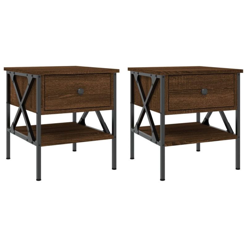 Nachttische 2 Stk. Braun Eichen-Optik 40x42x45 cm Holzwerkstoff