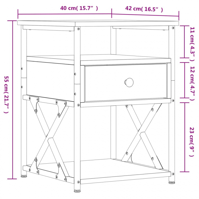 Nachttisch Grau Sonoma-Eiche 40x42x55 cm Holzwerkstoff