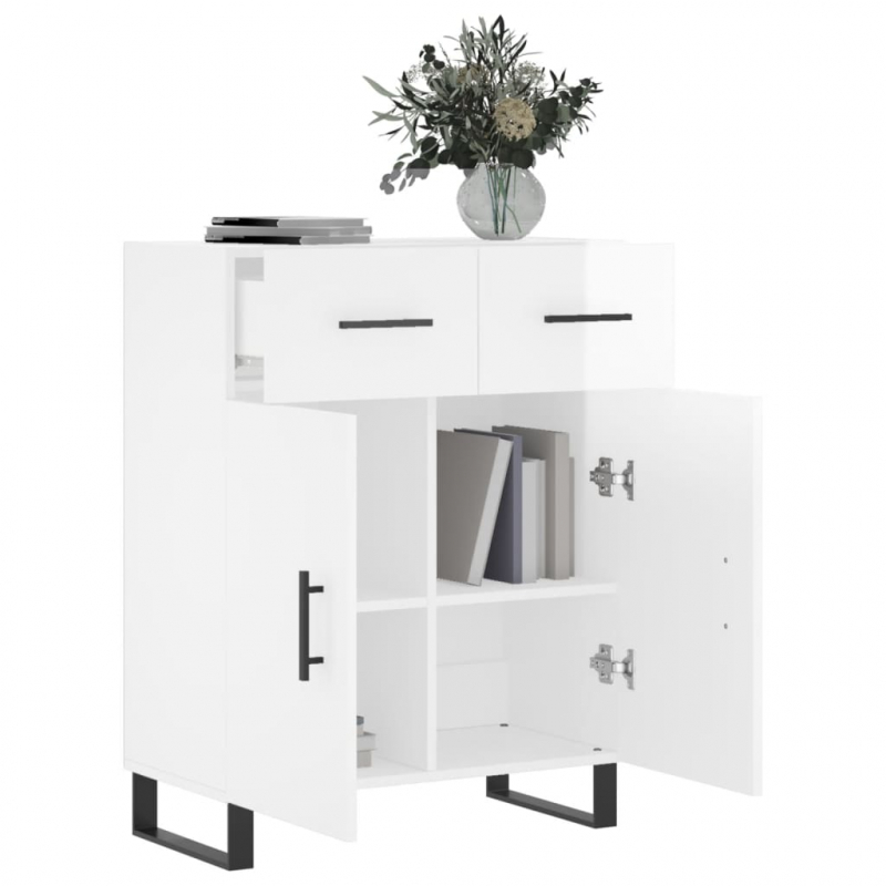 Sideboard Hochglanz-Weiß 69,5x34x90 cm Holzwerkstoff