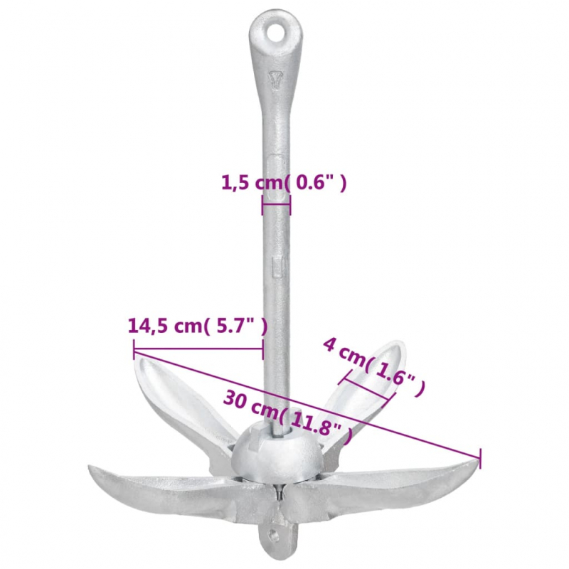 Klappanker Silbern 1,5 kg Temperguss