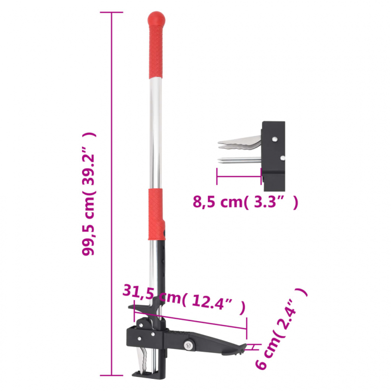 Unkrautstecher Rot und Silbern 99,5 cm Eloxiertes Aluminium