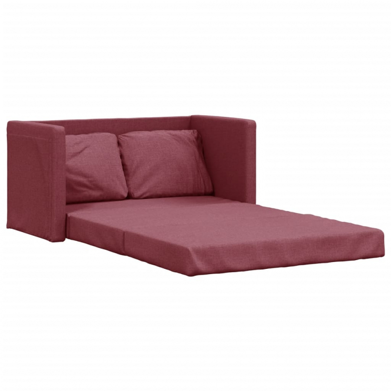 Bodensofa mit Schlaffunktion Weinrot 112x174x55 cm Stoff
