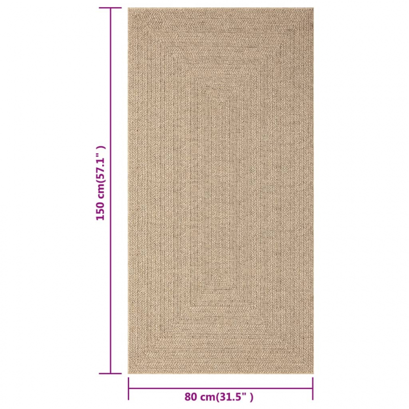 Teppich ZIZUR 80x150 cm Jute-Optik Indoor und Outdoor