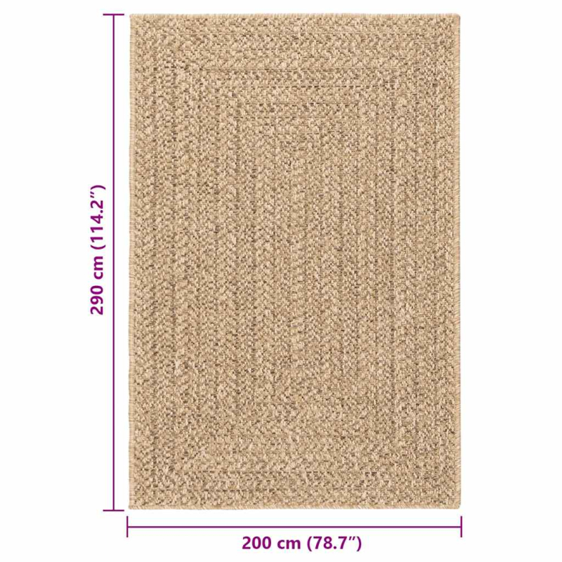 Teppich ZIZUR 200x290 cm Jute-Optik Indoor und Outdoor