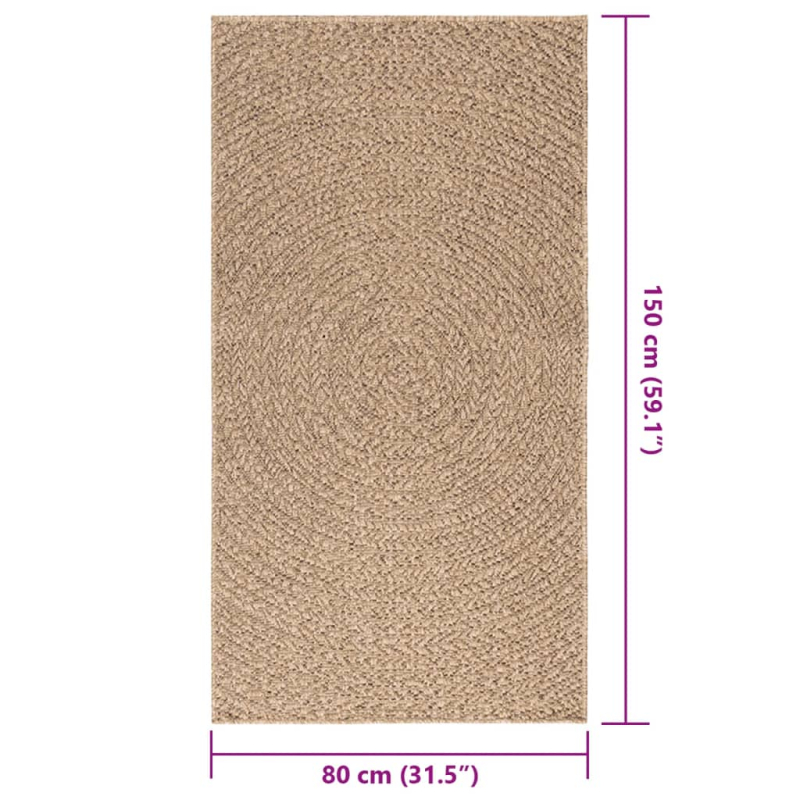 Teppich ZIZUR 80x150 cm Jute-Optik Indoor und Outdoor