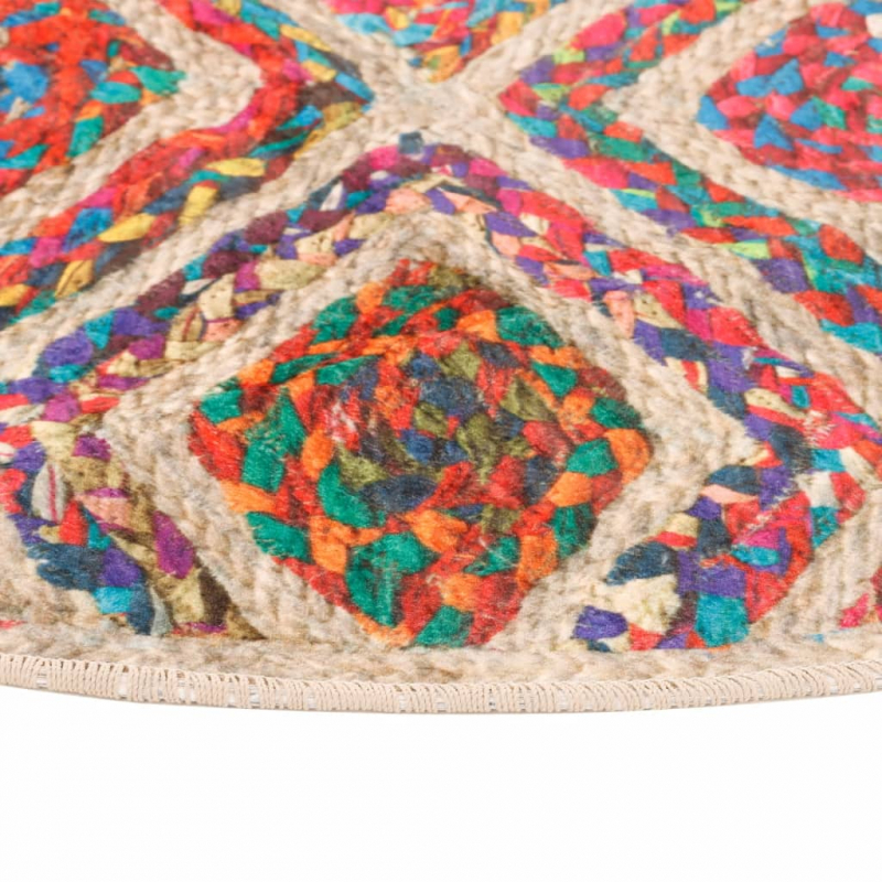 Teppich Waschbar Mehrfarbig Ø 120 cm Rutschfest
