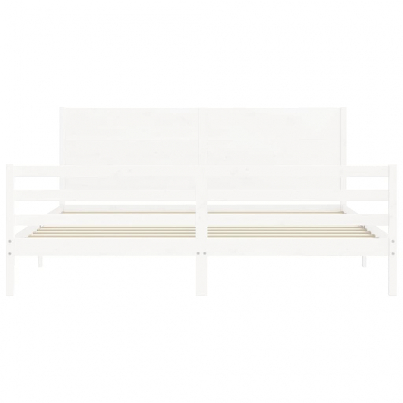 Massivholzbett mit Kopfteil Weiß 200x200 cm