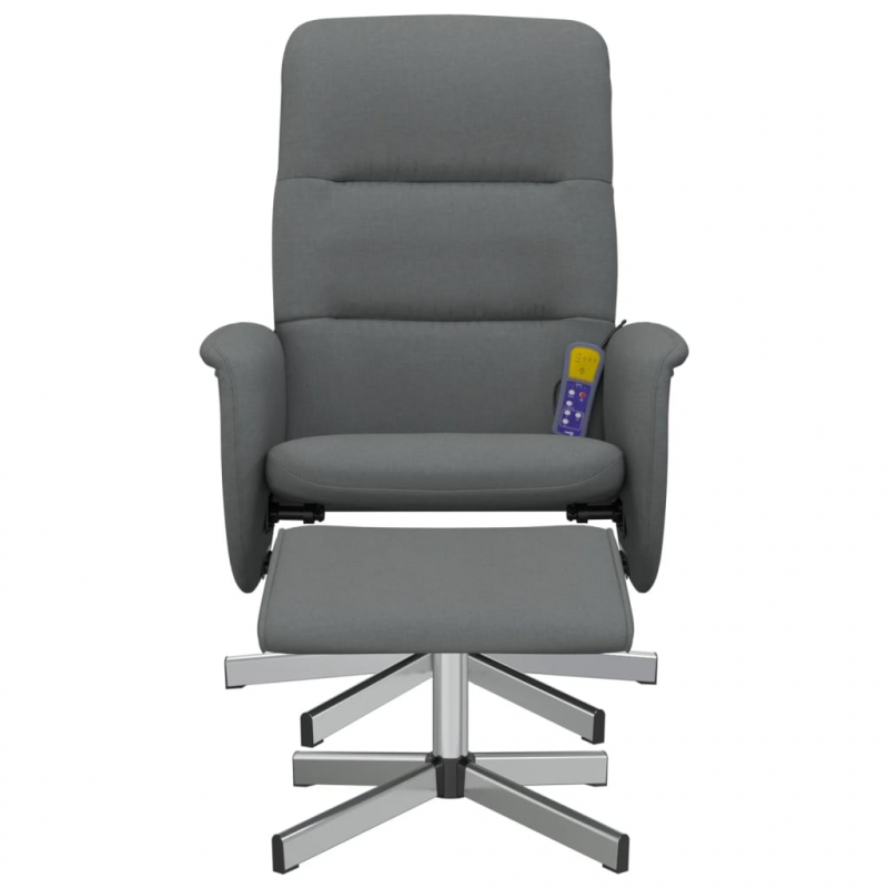 Massagesessel mit Fußhocker Dunkelgrau Stoff