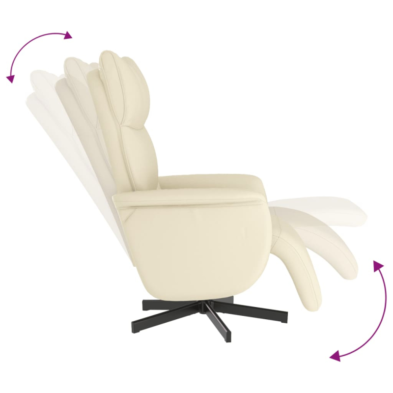 Relaxsessel mit Fußteil Creme Kunstleder