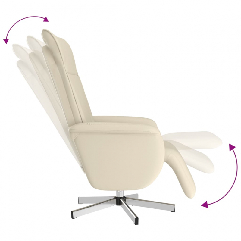 Relaxsessel mit Fußteil Creme Kunstleder