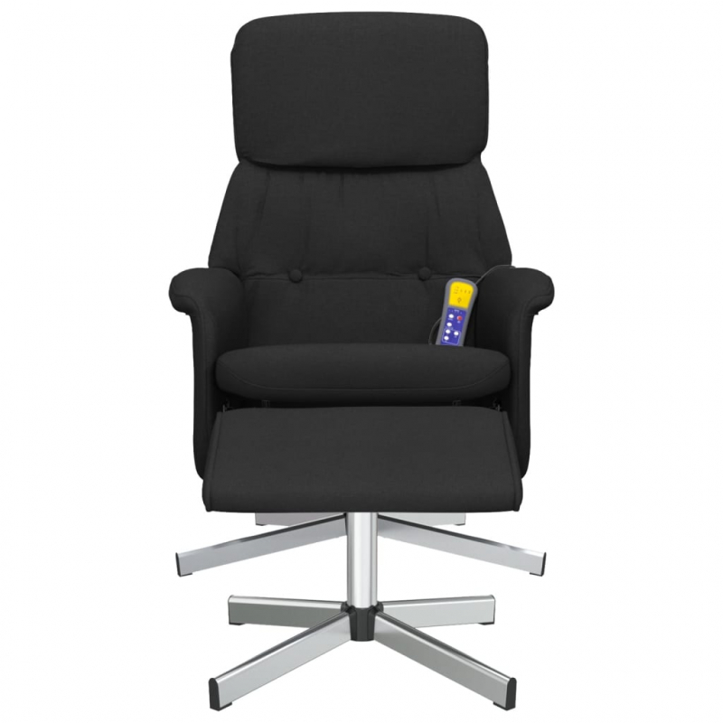 Massagesessel mit Fußhocker Schwarz Stoff