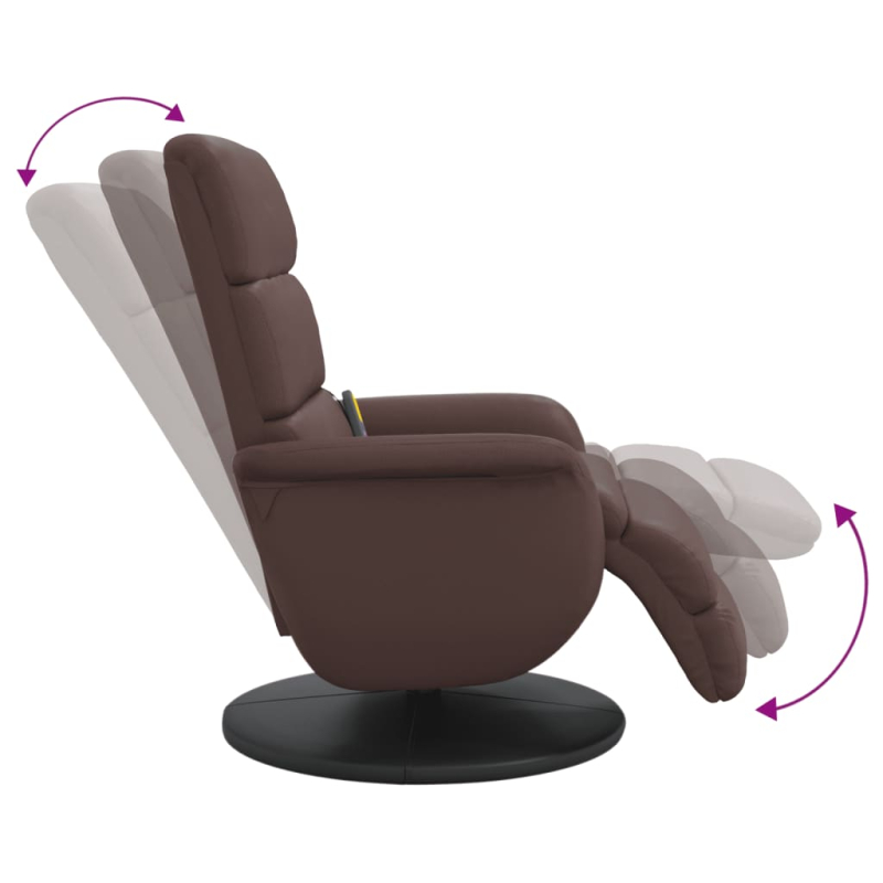 Massagesessel mit Fußteil Braun Kunstleder