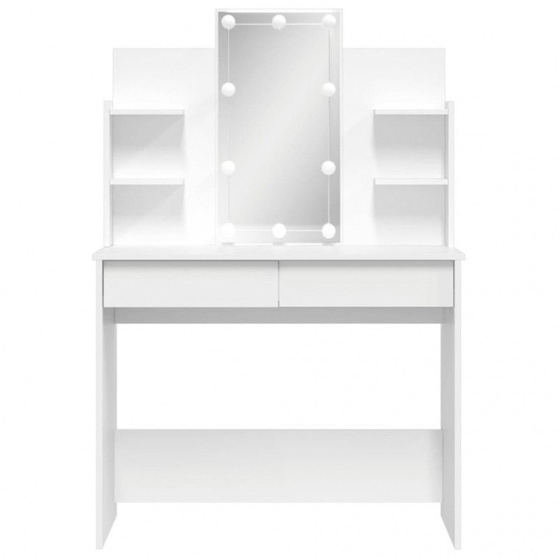 Schminktisch mit LED-Leuchten Weiß 96x40x142 cm