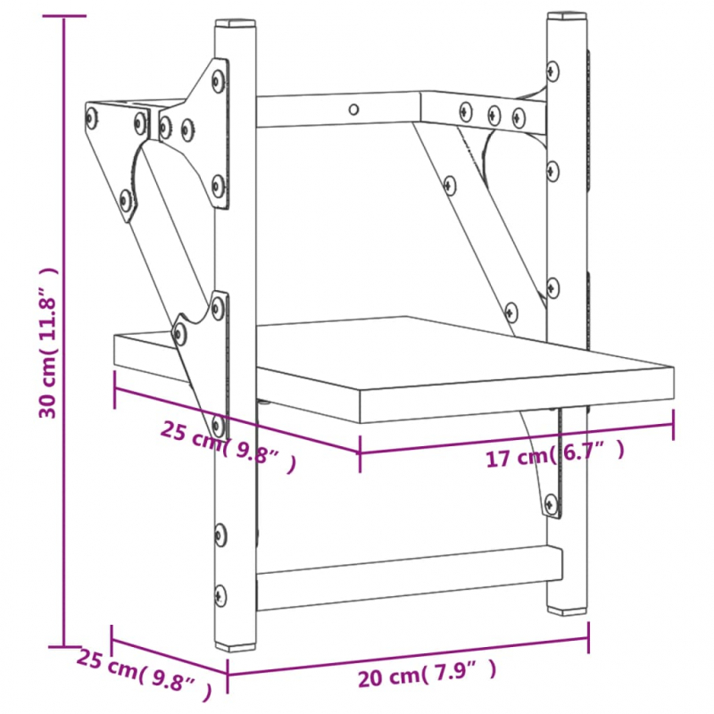 Wandregale mit Stangen 2 Stk. Sonoma-Eiche 20x25x30 cm